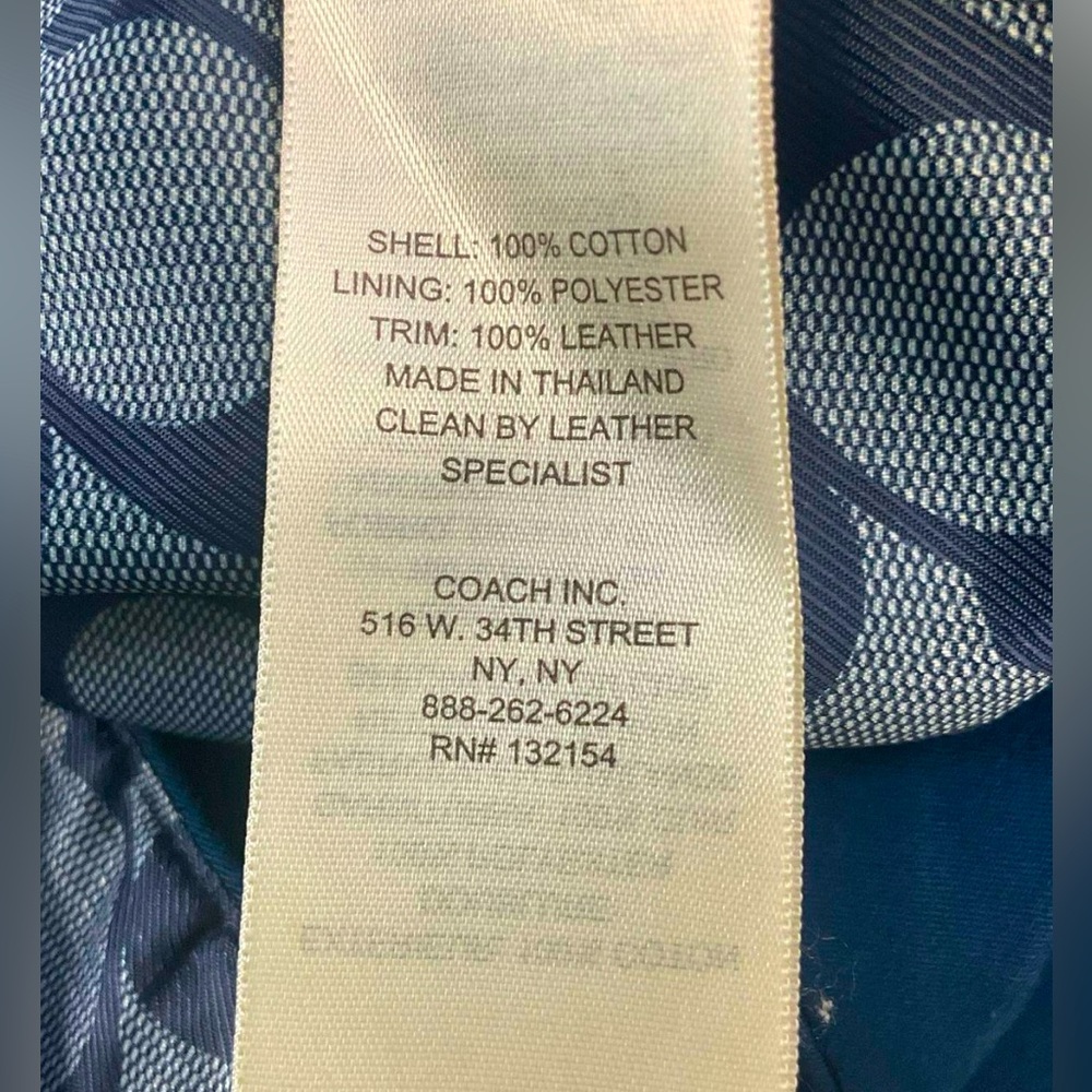 Coach Navy & Tan Leather Trim Double-Breasted Button-Up Coat Size M - Picture 6 of 7